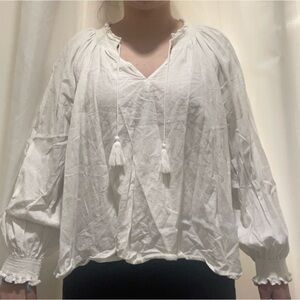 White Bohemian Blouse with Tassels